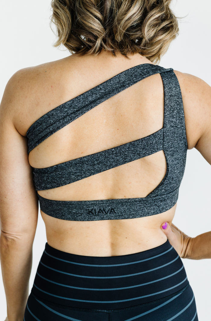 Asymmetric Sports Bra in Heather Grey