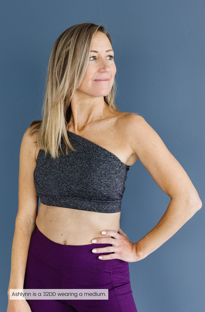 Asymmetric Sports Bra in Heather Grey