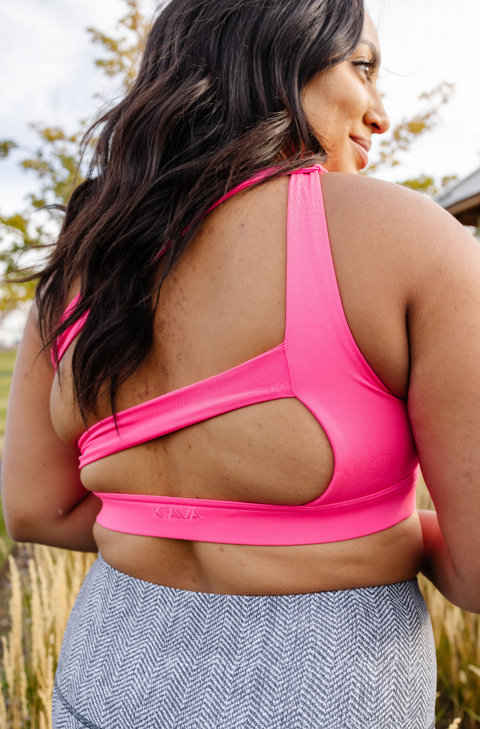 Asymmetric Sports Bra in Pink