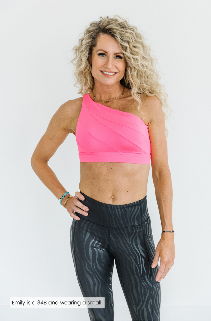 Asymmetric Sports Bra in Pink
