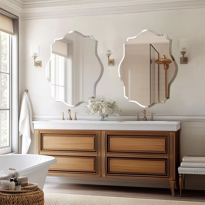 Asymmetrical Frameless Wall Mirror with Beveled Edge