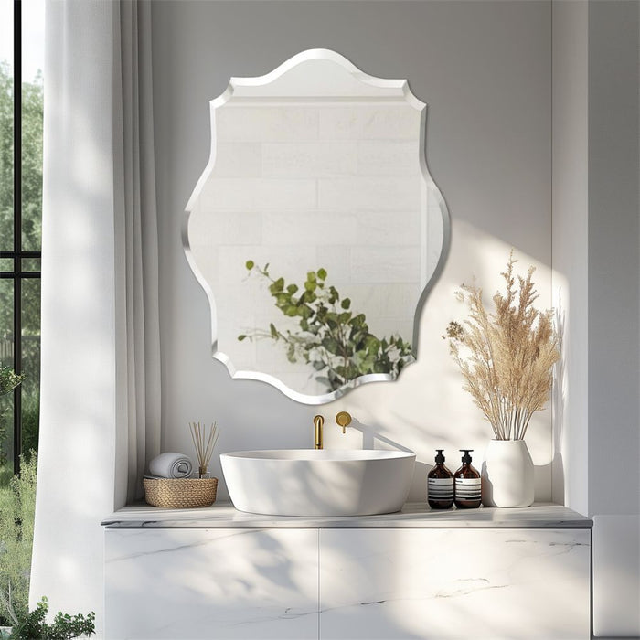 Asymmetrical Frameless Wall Mirror with Beveled Edge