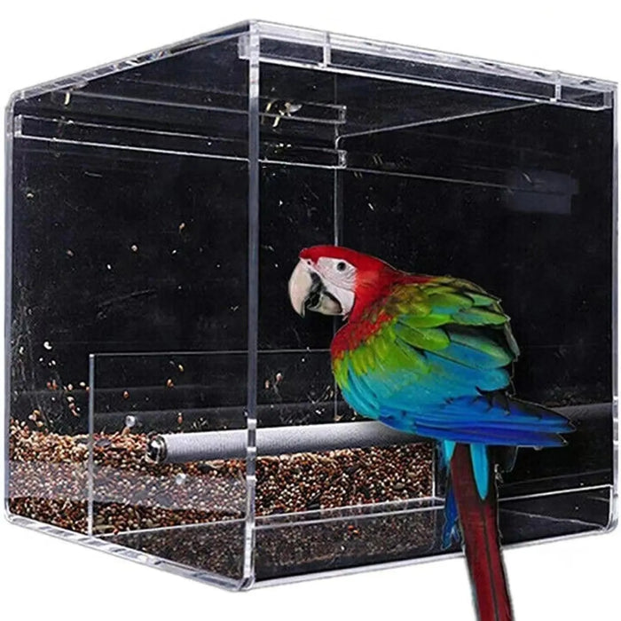 Automatic Acrylic Parrot Feeder Tidy Seed Bird Feeder