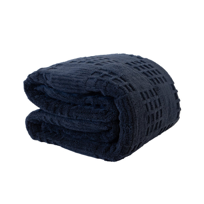Bambury Lattice Sherpa Blanket - Navy