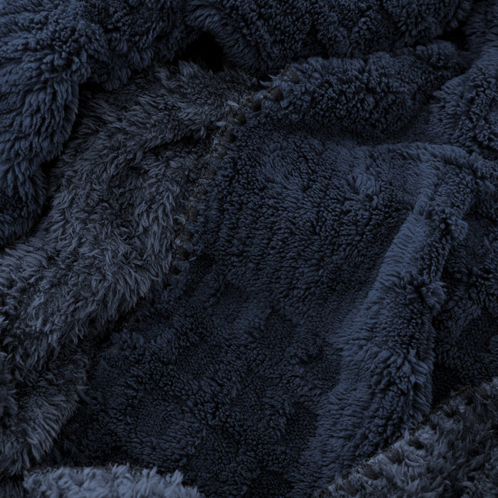 Bambury Lattice Sherpa Blanket - Navy