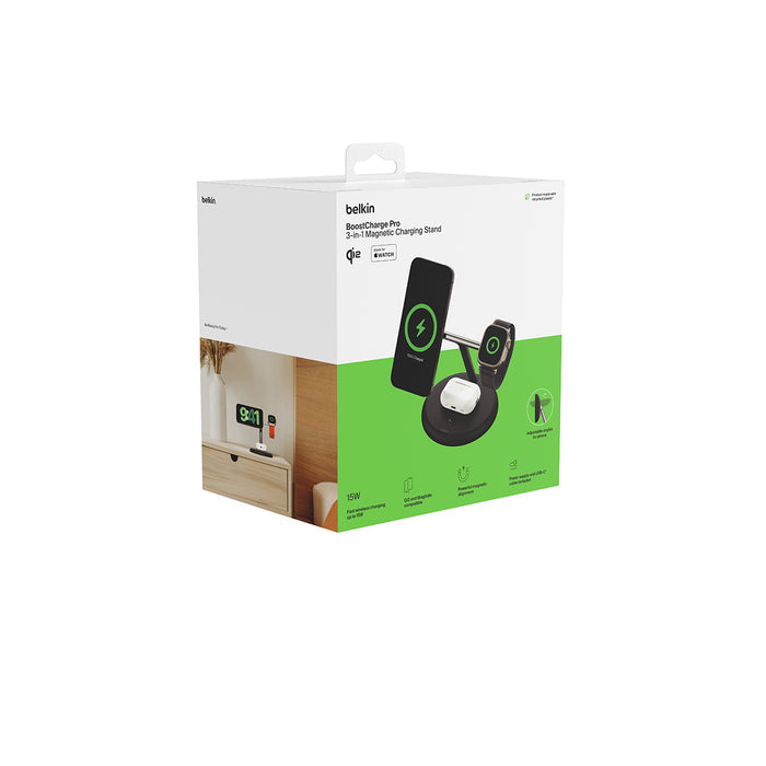 Belkin BoostCharge Pro 3-in-1 Magnetic Wireless Charging Stand with Qi2 15W
