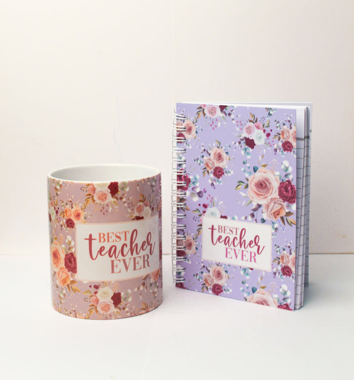 Best Teacher Ever - Victorian Mug and Mini Notebook
