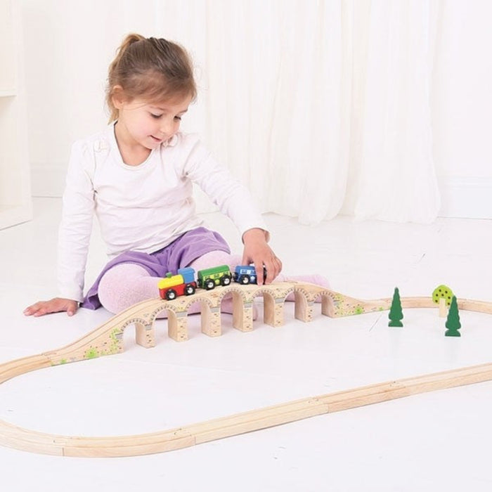 Bigjigs Rail Railway Viaduct Wooden Bridge for Train Tracks