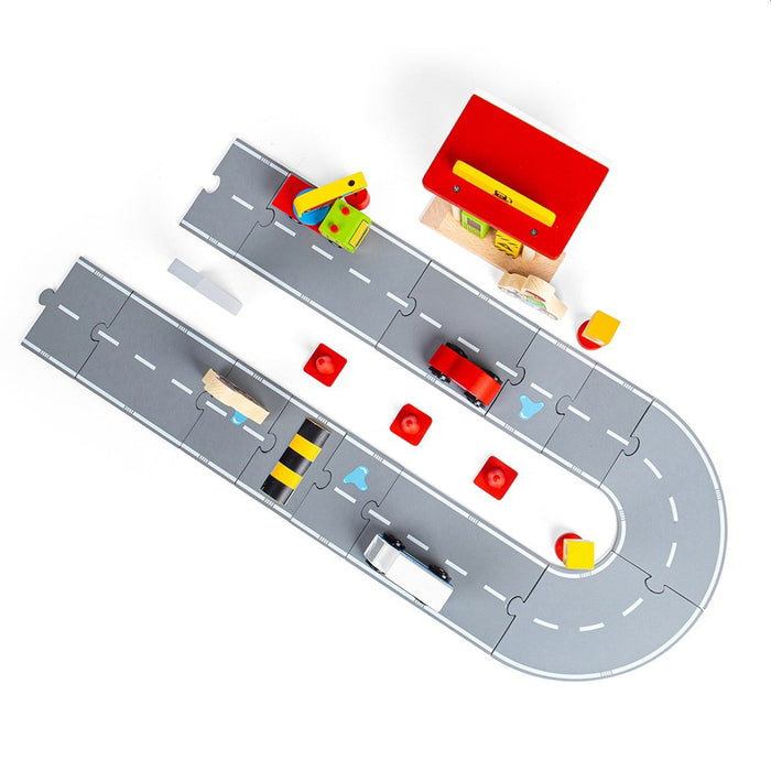 Bigjigs Rail Roadway Accessory Pack Wooden Road Accessories for Toy Car Tracks