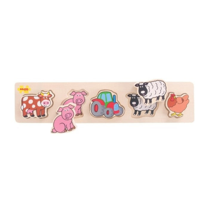Bigjigs Toys Chunky Farm Animals Lift and Match Wooden Puzzle Toddler Learning Toy