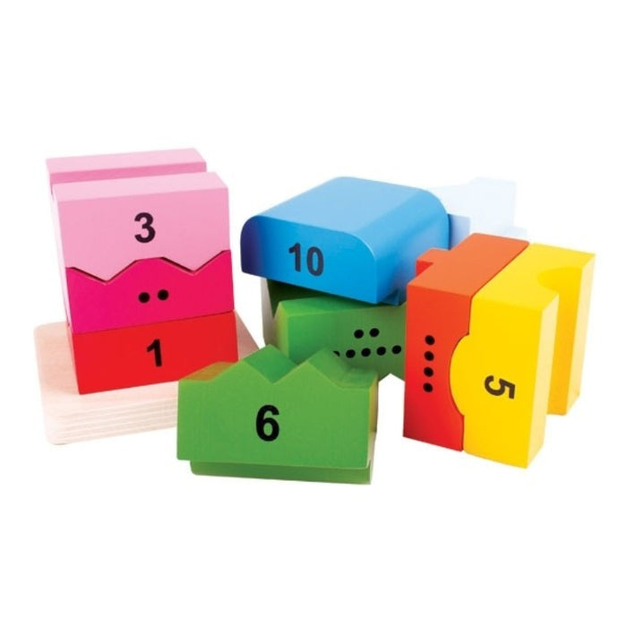 Bigjigs Toys Counting and Stacking Educational Wooden Number Tower for Kids
