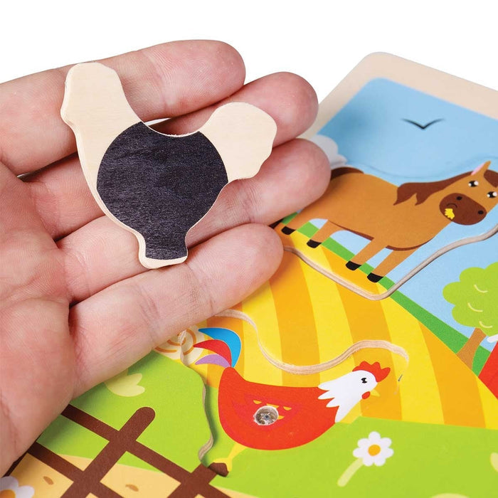 Bigjigs Toys Farm Sound Puzzle Wooden Animal Sound Puzzle for Toddlers