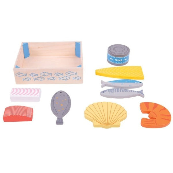 Bigjigs Toys Fish Crate Pretend Play Wooden Set for Kids