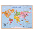 Bigjigs Toys World Map Puzzle Educational Wooden Geography Puzzle for Kids