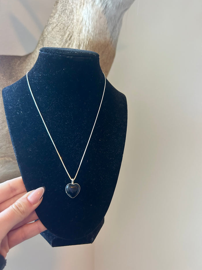 Black Onyx Heart Necklace