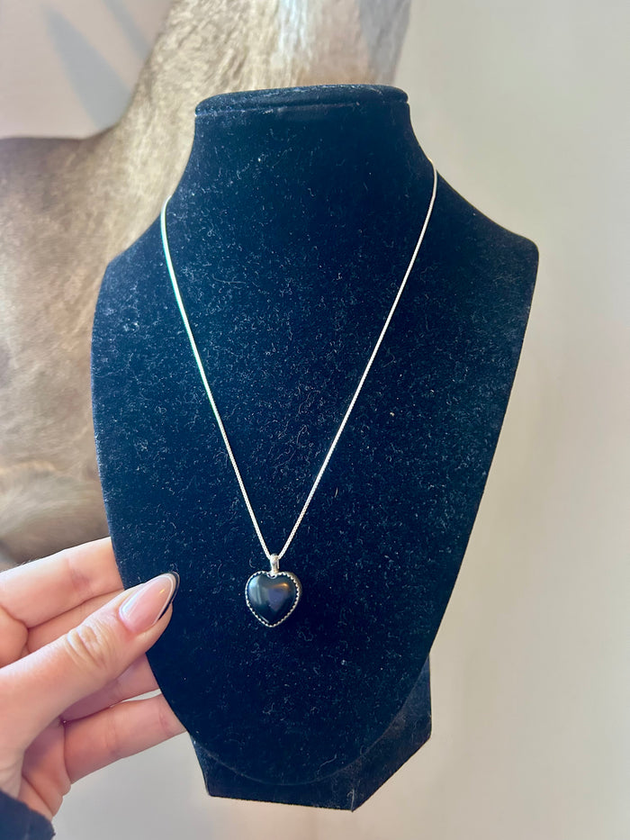 Black Onyx Heart Necklace