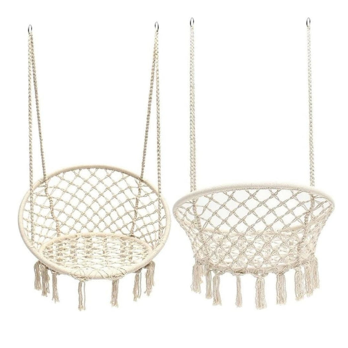 HYPERANGER Macrame Swing Chair Hanging Cotton Rope Hammock Chair