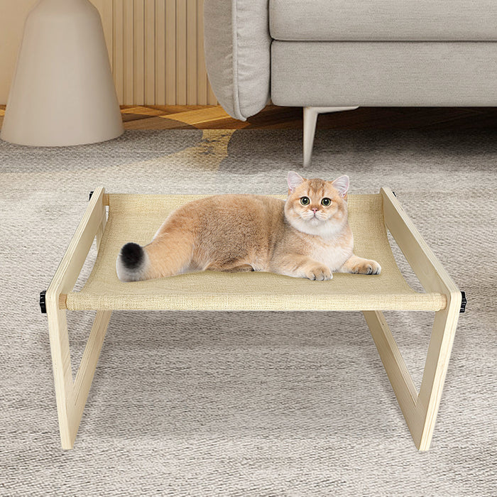 PETSWOL Breathable Cat Bed Wooden Cat Hammock