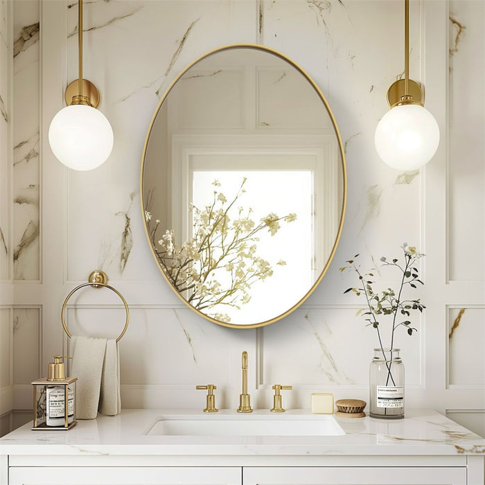 Brushed Gold Mirror with Metal Frame for Living Room