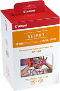 Canon RP-108 Ink and Photo Paper Kit, 108 Postcard Size 4x6 Inch Prints, Dye Sublimation, Compatible with SELPHY CP Series