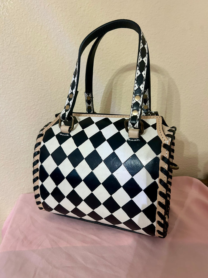 Checkered Leather Speedy Purse