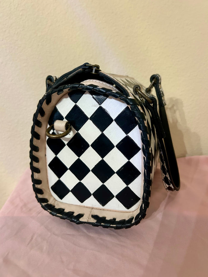 Checkered Leather Speedy Purse