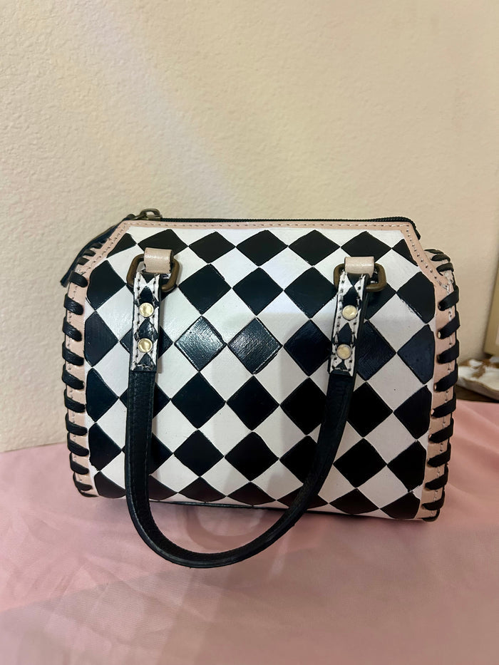 Checkered Leather Speedy Purse