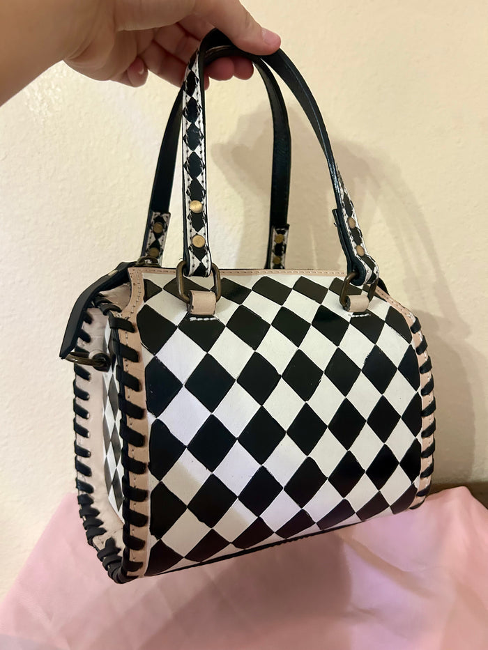 Checkered Leather Speedy Purse