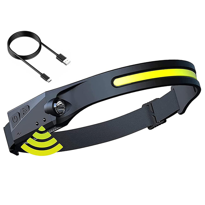 COB LED Sensor Headlamp with 5 Lighting Modes- USB Rechargeable
