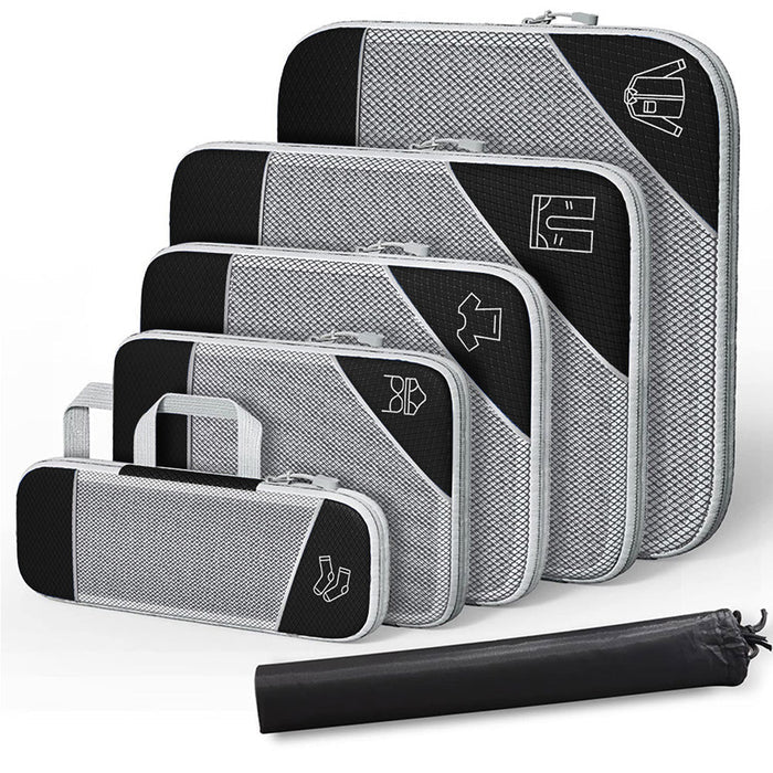 Pack of 6 Compression Packing Cube Traveling Storage Bags