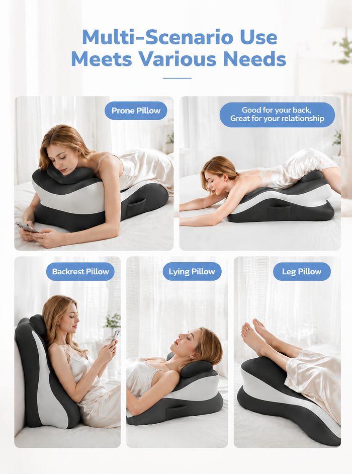 Contoured Ergonomic Memory Cotton Wedge Pillow