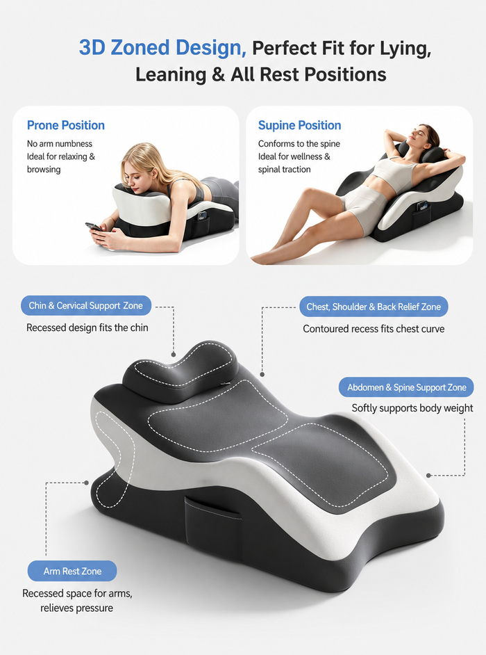 Contoured Ergonomic Memory Cotton Wedge Pillow