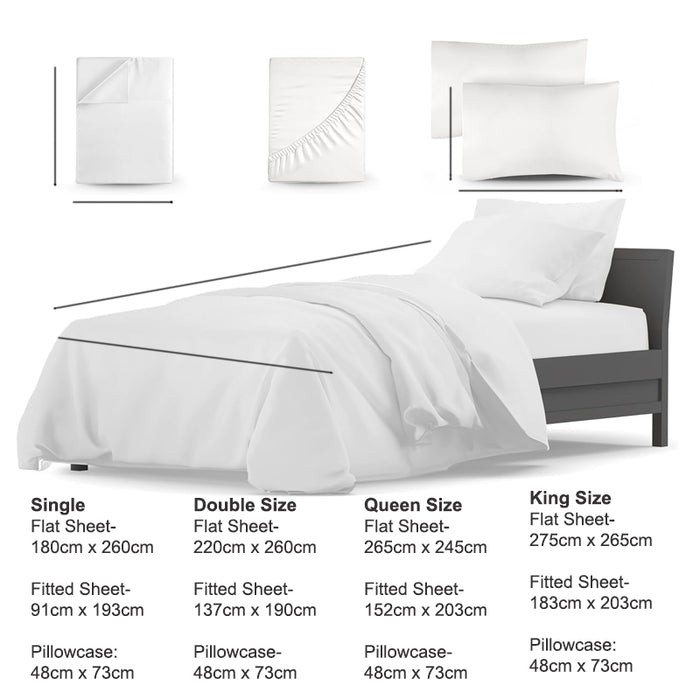 Hotel Quality Cottony Soft White Linen Fitted Flat Sheet and Pillowcases Set
