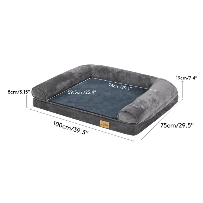 Cozy Extra Large Dog Bed with Waterproof Cover and Bolster