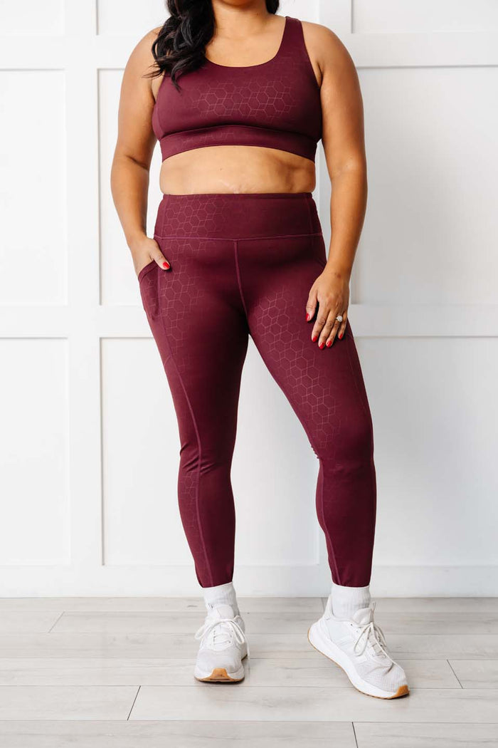 Dark Maroon Geometric Stealth Leggings (Luxe Fabric)