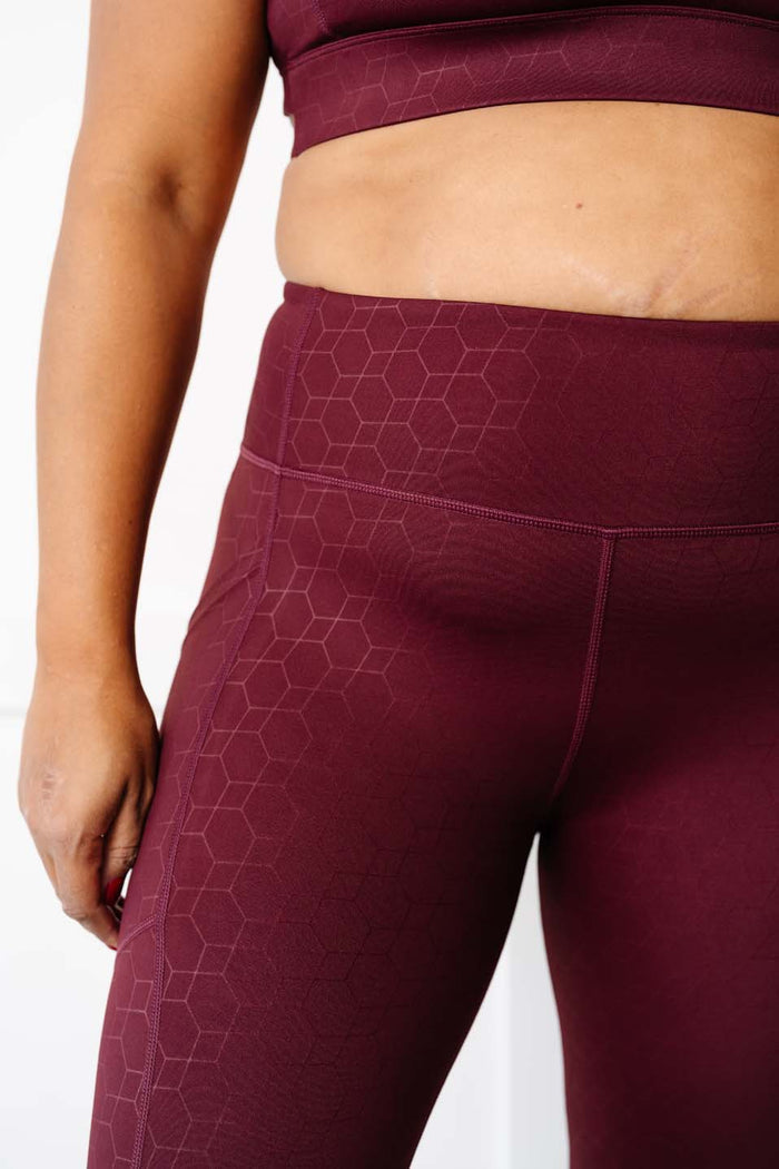 Dark Maroon Geometric Stealth Leggings (Luxe Fabric)