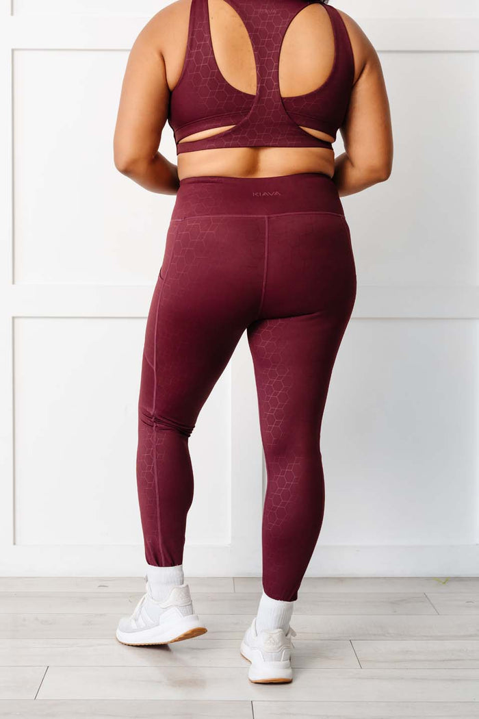 Dark Maroon Geometric Stealth Leggings (Luxe Fabric)