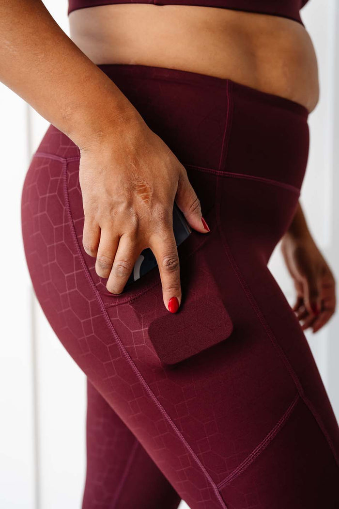 Dark Maroon Geometric Stealth Leggings (Luxe Fabric)