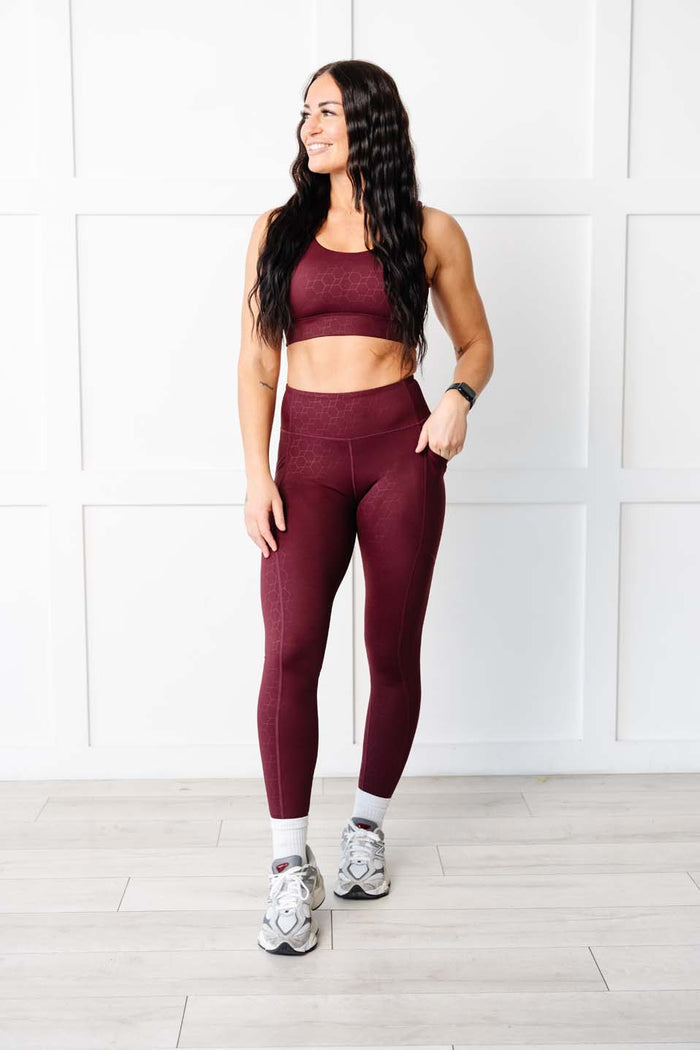 Dark Maroon Geometric Stealth Leggings (Luxe Fabric)