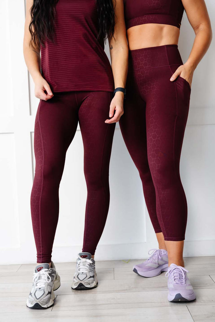 Dark Maroon Geometric Stealth Leggings (Luxe Fabric)