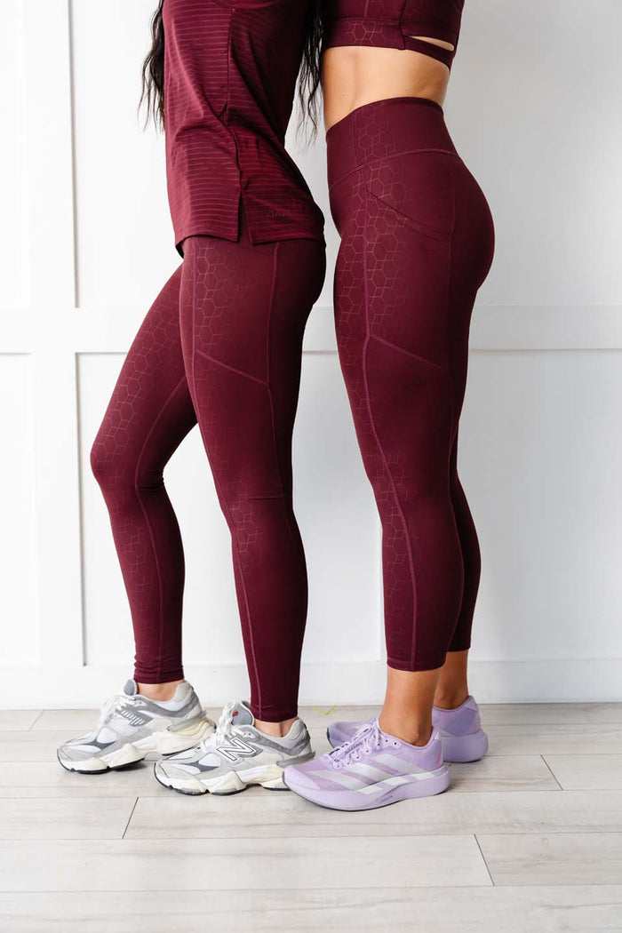 Dark Maroon Geometric Stealth Leggings (Luxe Fabric)