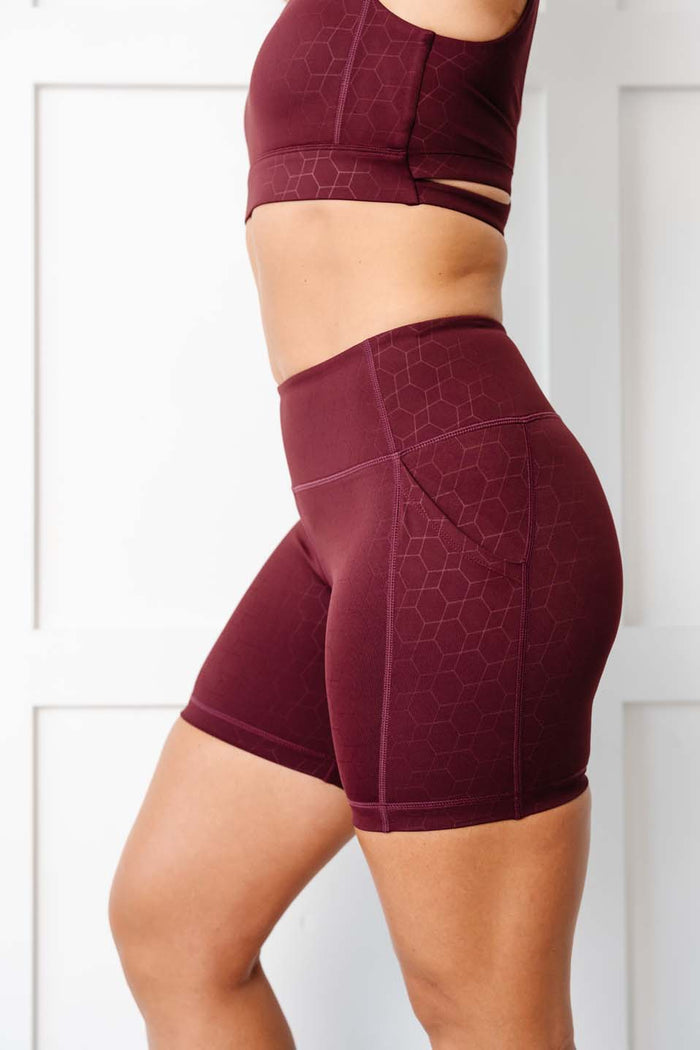Dark Maroon Geometric Stealth Shorts (Luxe Fabric)