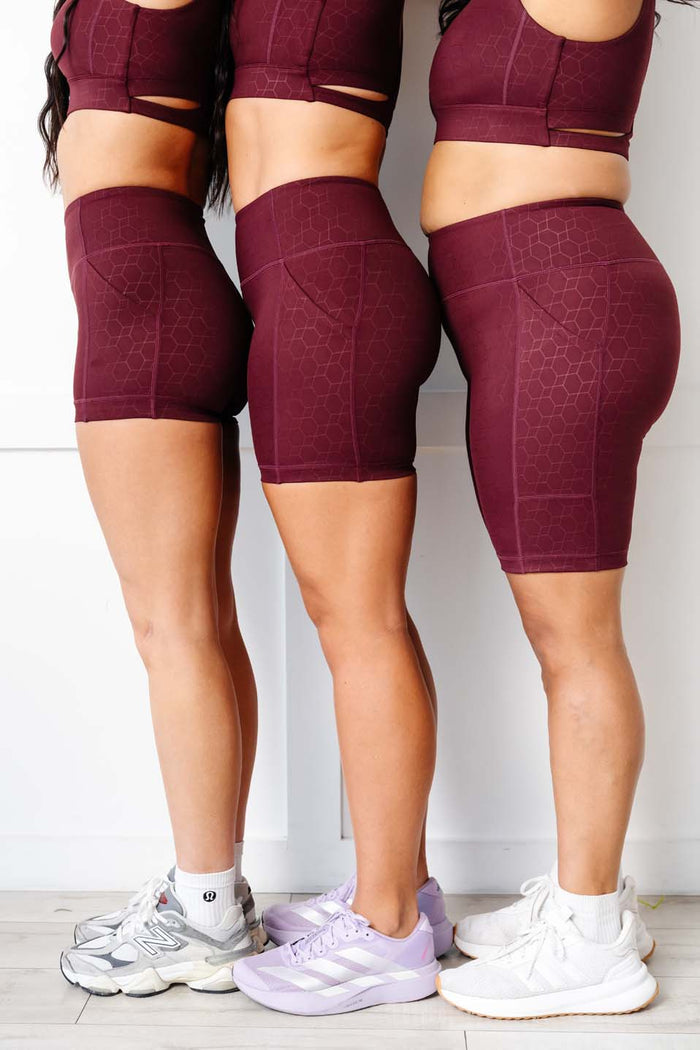 Dark Maroon Geometric Stealth Shorts (Luxe Fabric)