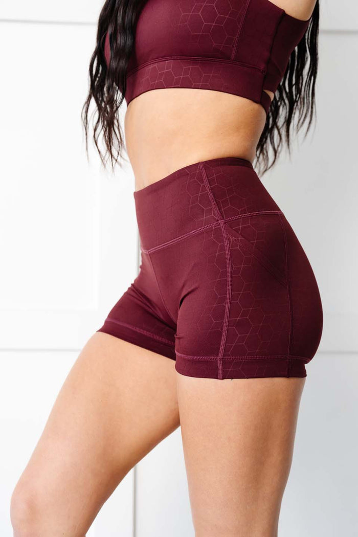 Dark Maroon Geometric Stealth Shorts (Luxe Fabric)