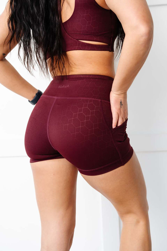 Dark Maroon Geometric Stealth Shorts (Luxe Fabric)