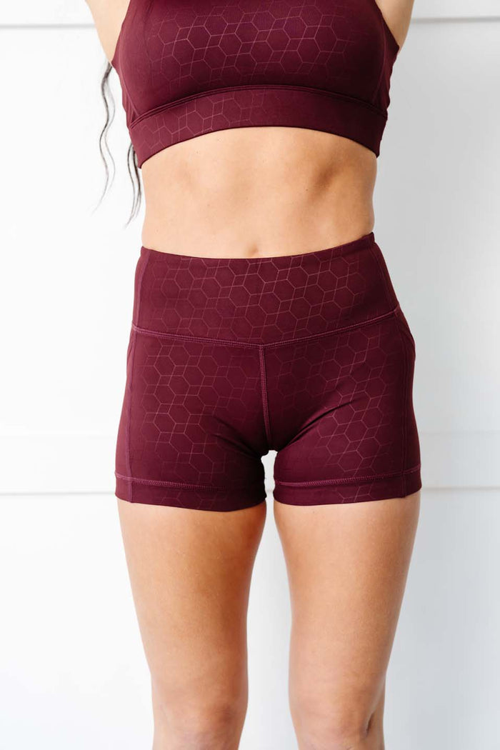 Dark Maroon Geometric Stealth Shorts (Luxe Fabric)