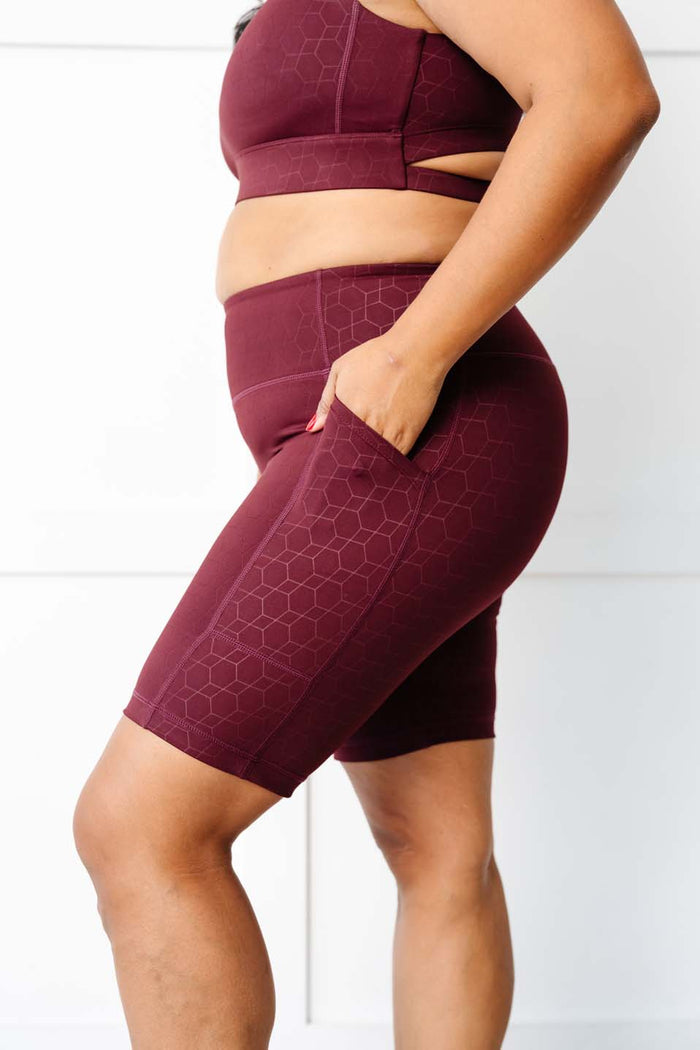 Dark Maroon Geometric Stealth Shorts (Luxe Fabric)