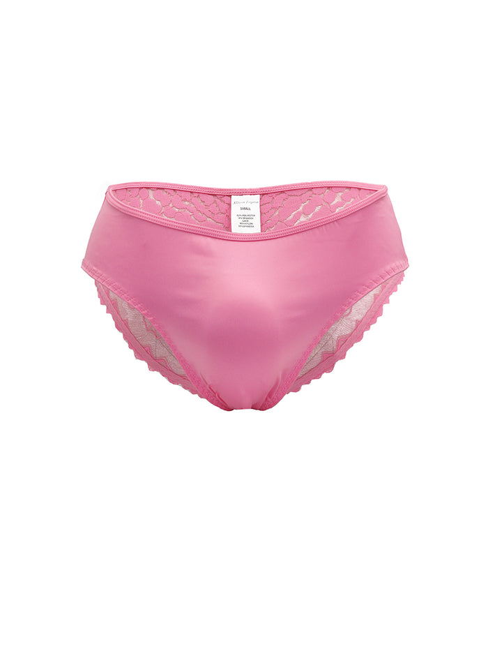Pink satin men's underwear on a white background.