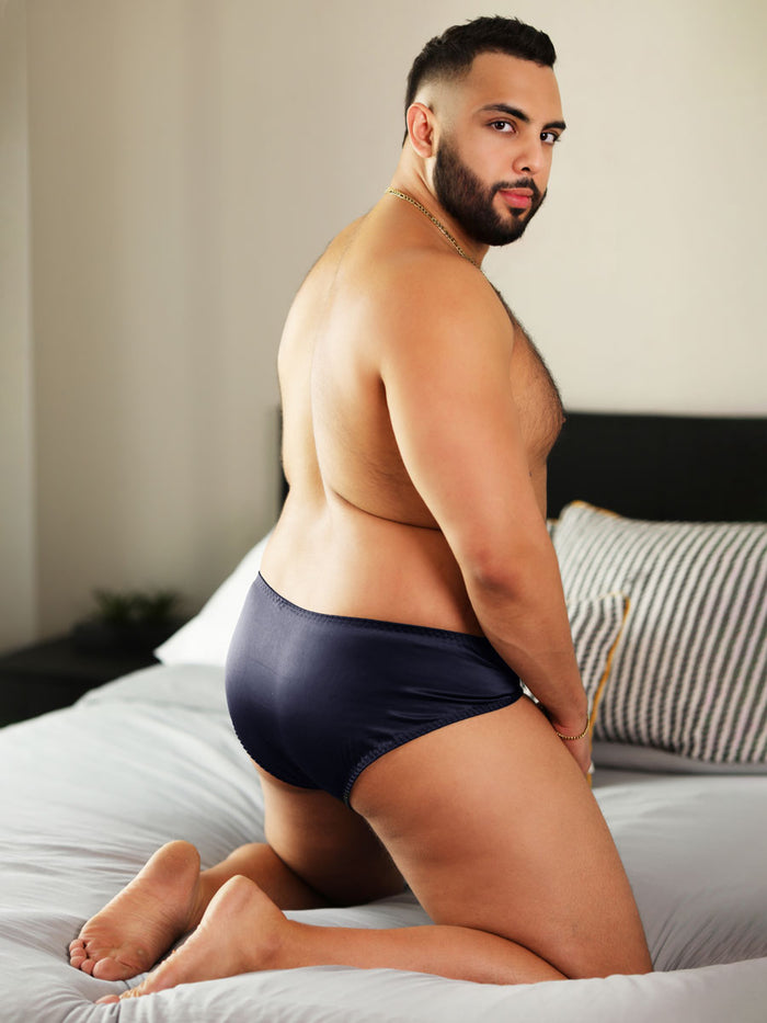 men's navy blue silk panties - XDress