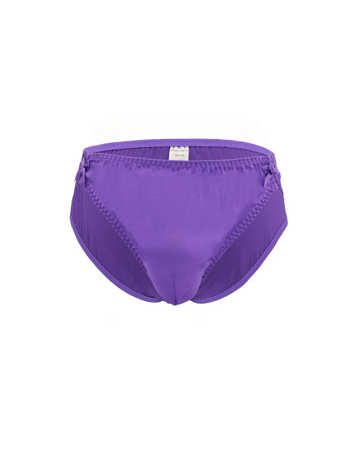 Purple satin men's underwear on a white background
